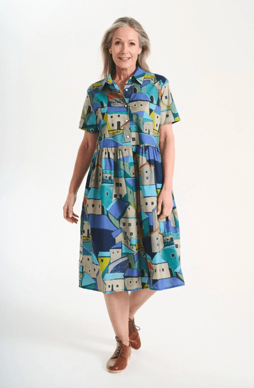 Olga De Polga Pueblito Long Blue Villa Dress