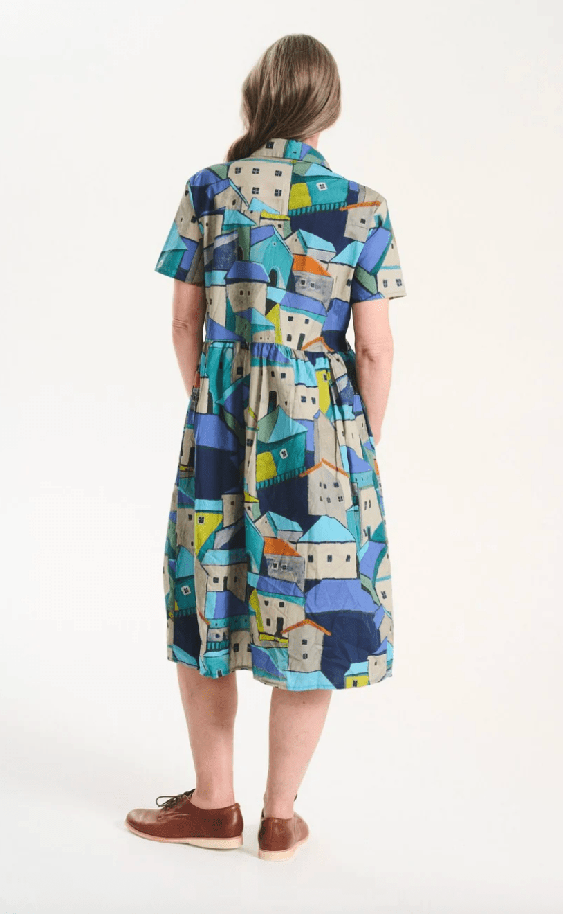 Olga De Polga Pueblito Long Blue Villa Dress