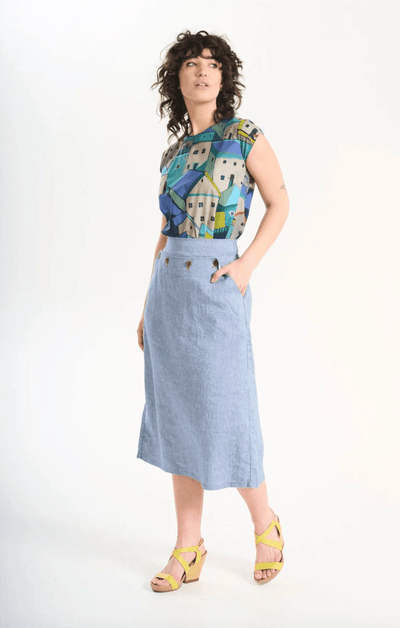 Olga De Polga Hepburn Venice Beach Skirt  Denim Blue Skirt