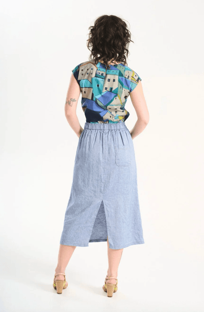 Olga De Polga Hepburn Venice Beach Skirt  Denim Blue Skirt