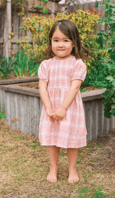 Kynd Baby Shirred Dress- Check