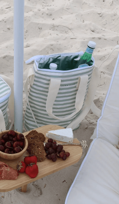 Sunny life Light Cooler Drinks Bag-Sea Sage Stripe