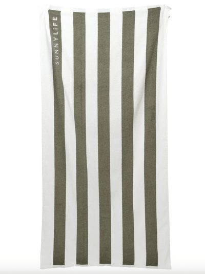 Sunny life Beach Towel- The Vacay Olive Stripe