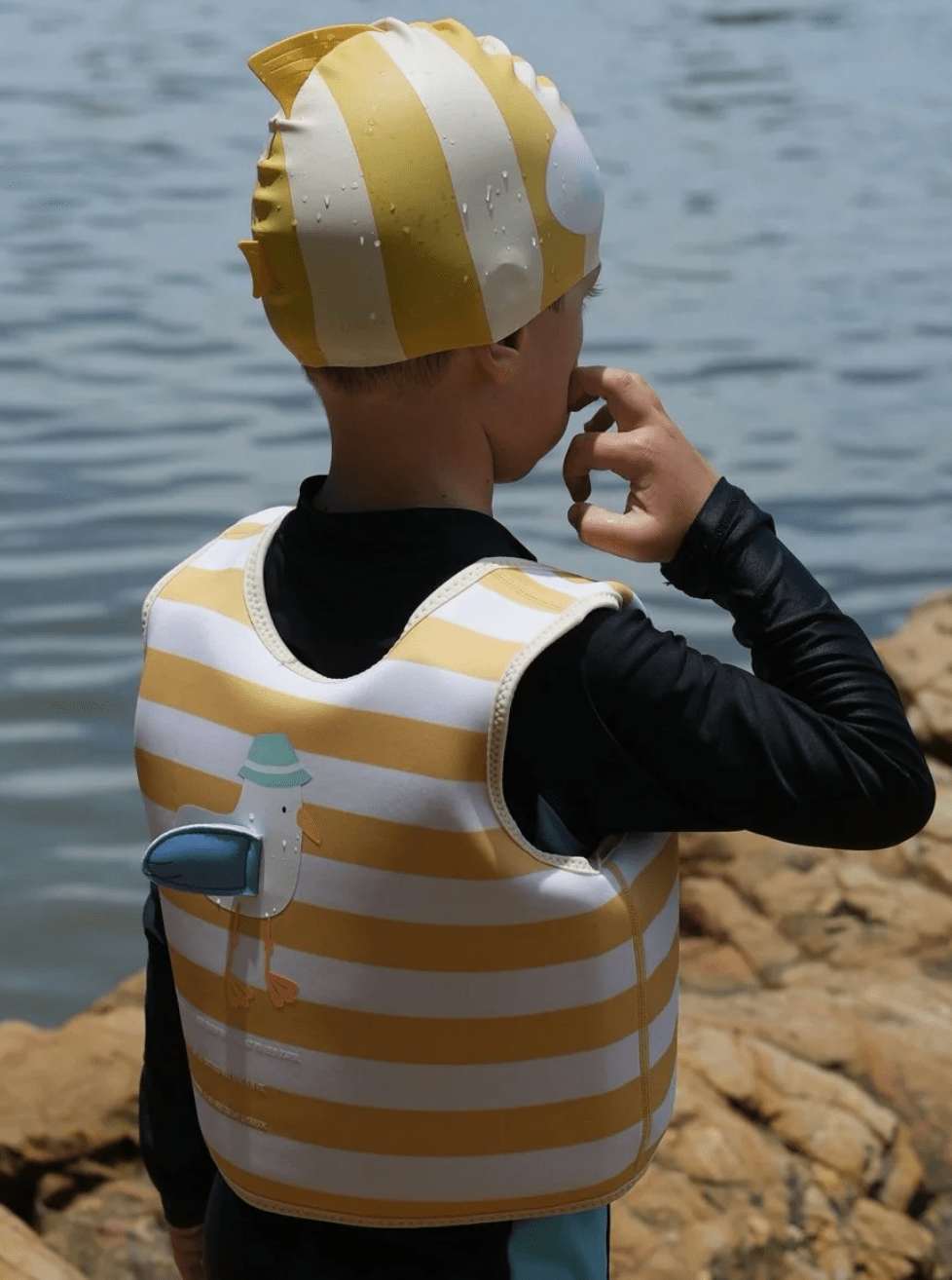 Sunny life Kids Swim Vest Sammy the Seagull- Mustard Stripe