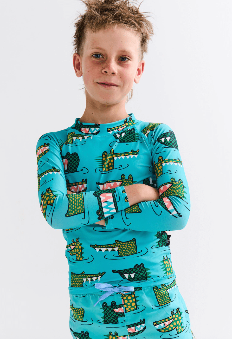 Kip and Co Crocodile Rock Green Rash Vest