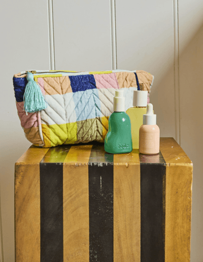 Kip and Co Florida Tartan Velvet Toiletry Bag