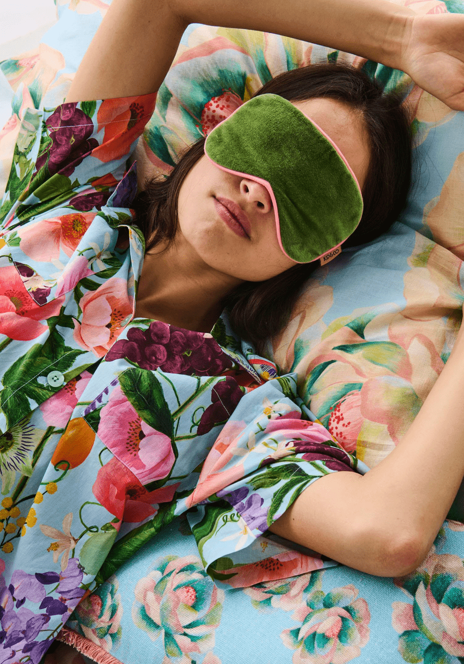Kip and Co Moss Stripe Velvet Eye Mask