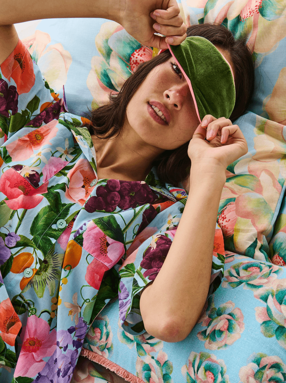 Kip and Co Moss Stripe Velvet Eye Mask