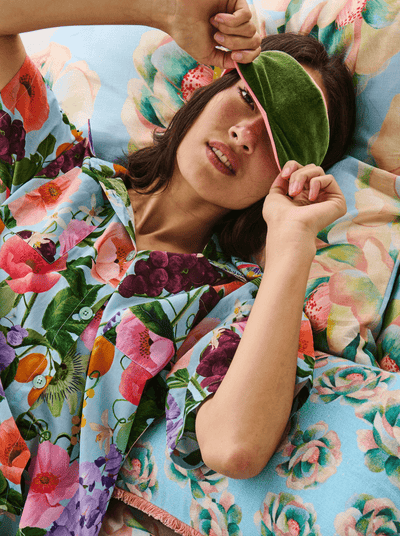 Kip and Co Moss Stripe Velvet Eye Mask