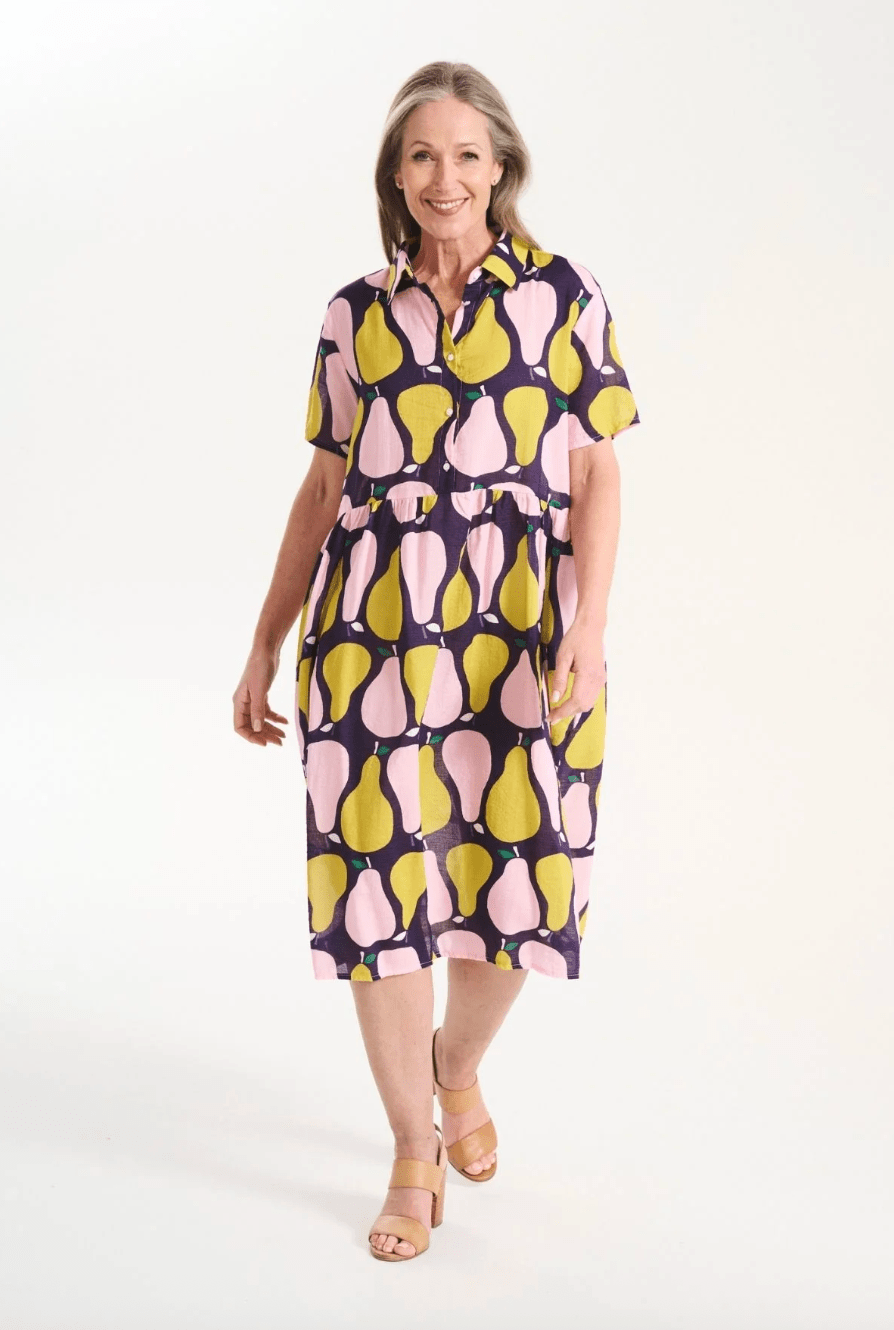 Olga De Polga Pears Long Villa Dress Pink in Seersucker
