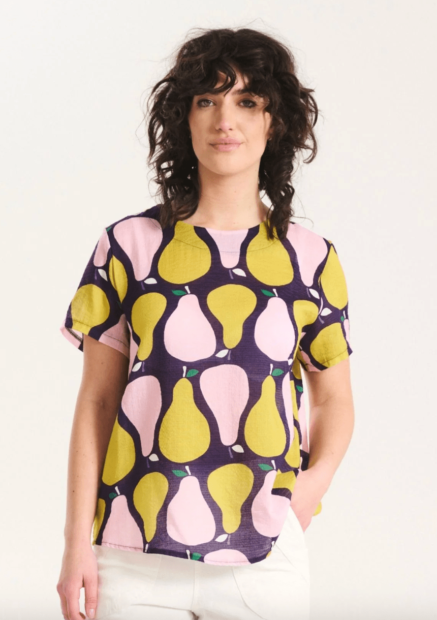 Olga De Polga Pears Top Pink in Seersucker