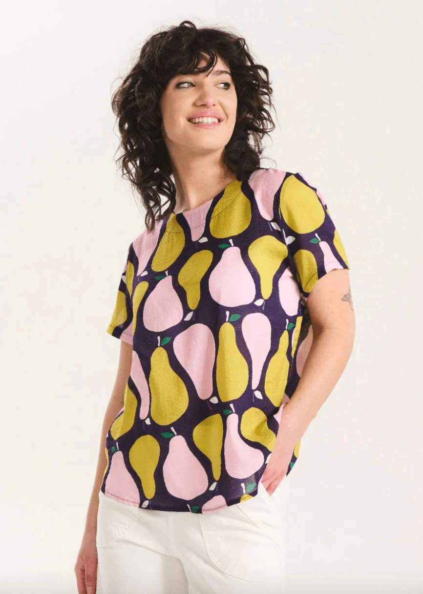 Olga De Polga Pears Top Pink in Seersucker