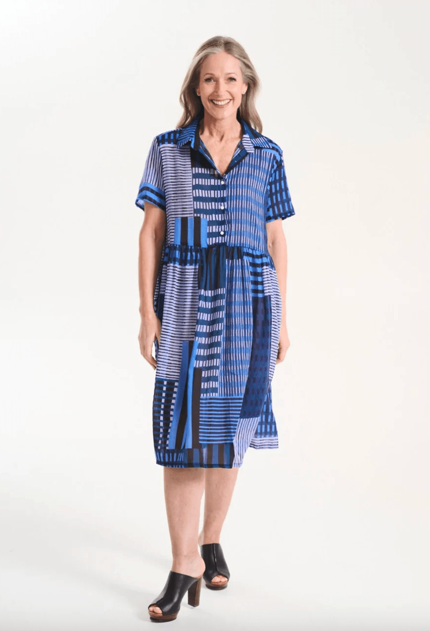 Olga De Polga Metro Long Villa Dress Midnight in Cotton Voile