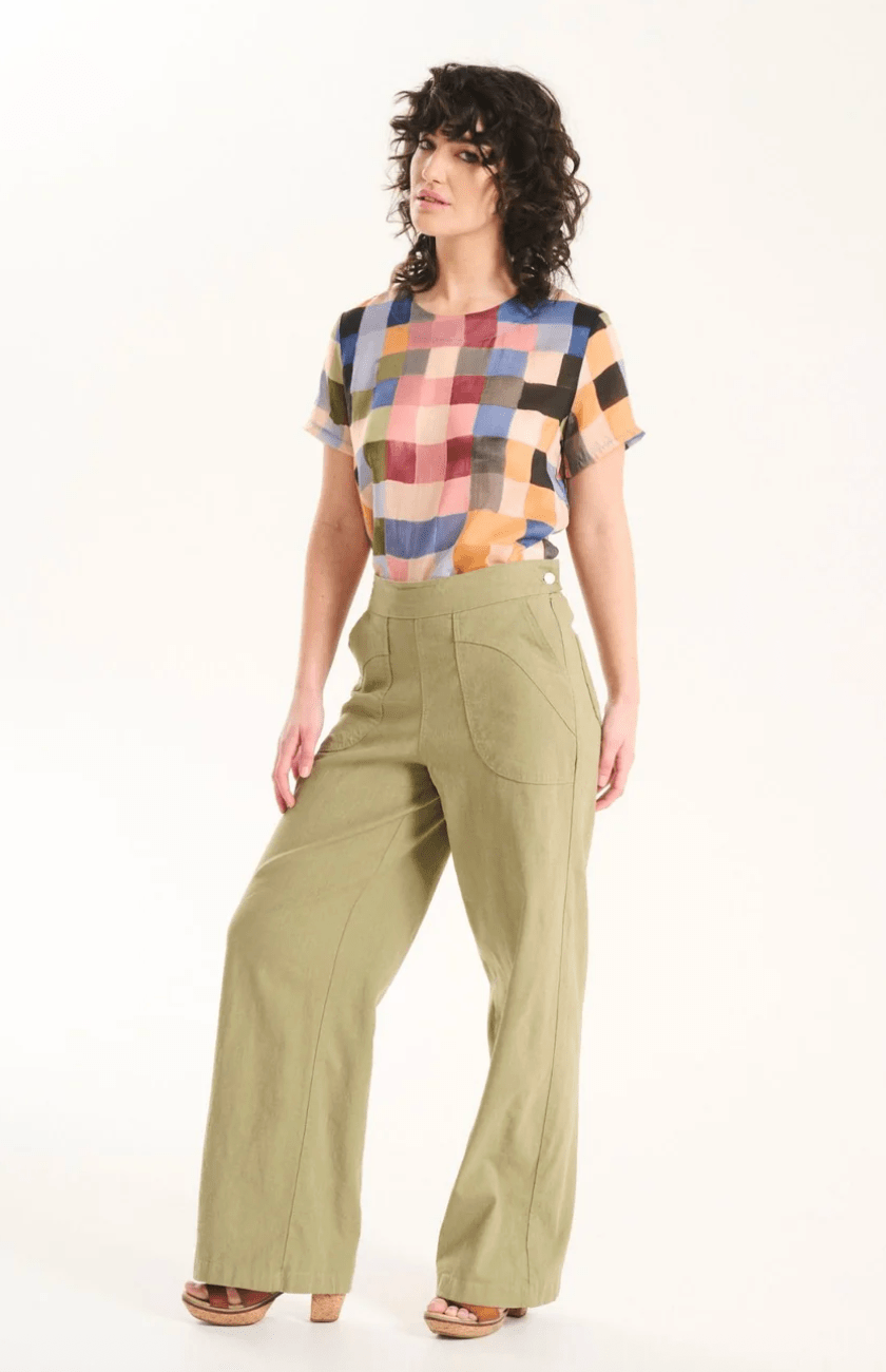 Olga De Polga Peggy Lino Long Pants Khaki in Linen
