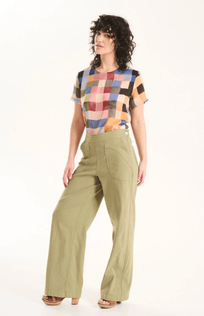 Olga De Polga Peggy Lino Long Pants Khaki in Linen