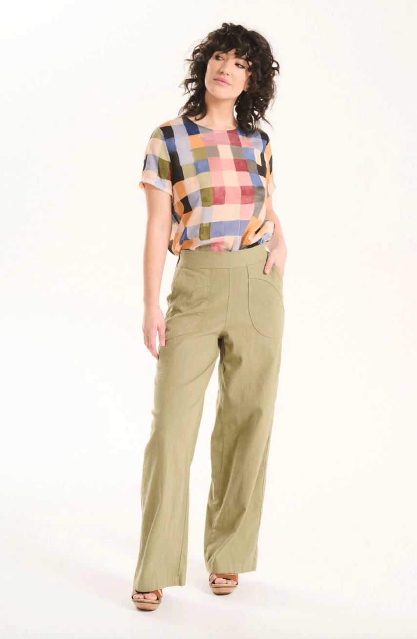 Olga De Polga Peggy Lino Long Pants Khaki in Linen