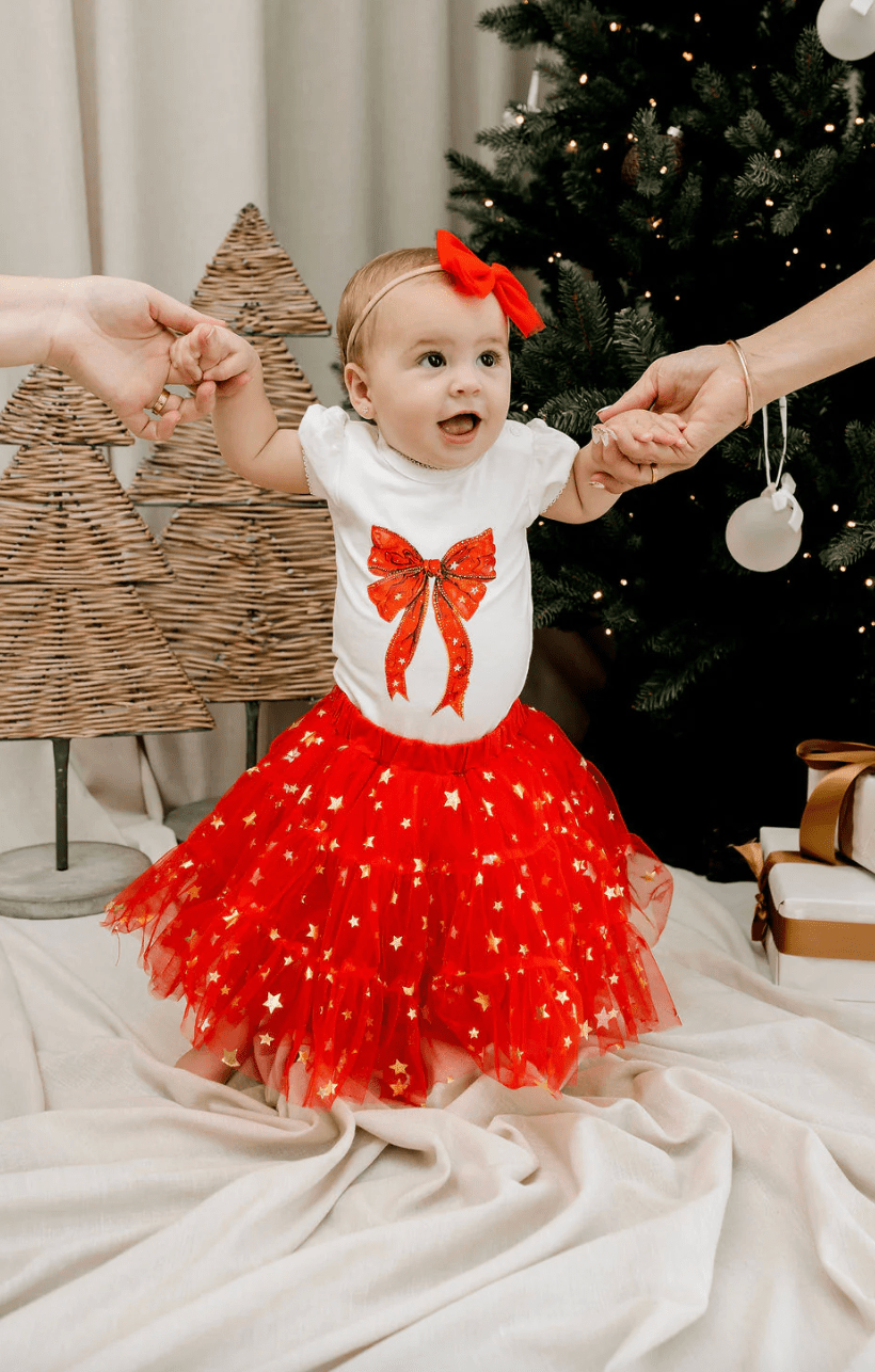 Confetti Kidz Christmas Tulle Skirt Red Stars