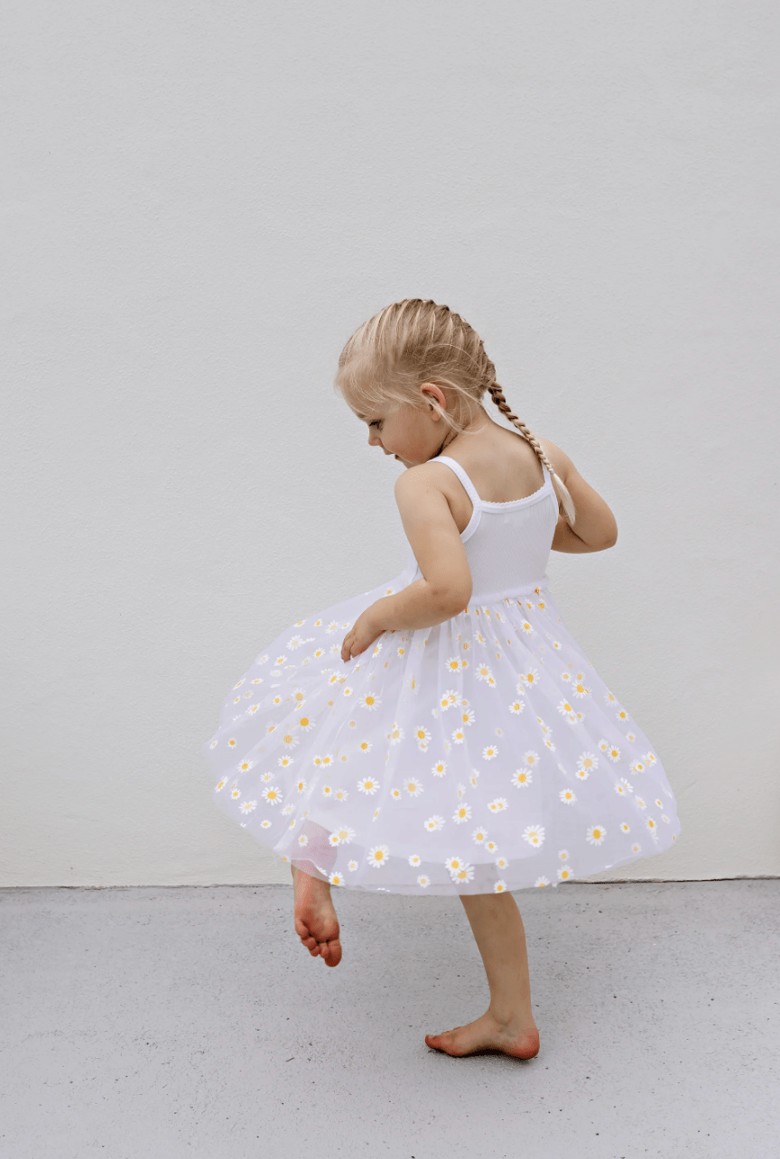 Confetti Kids Ribbed Tulle Dress Summer Daisies