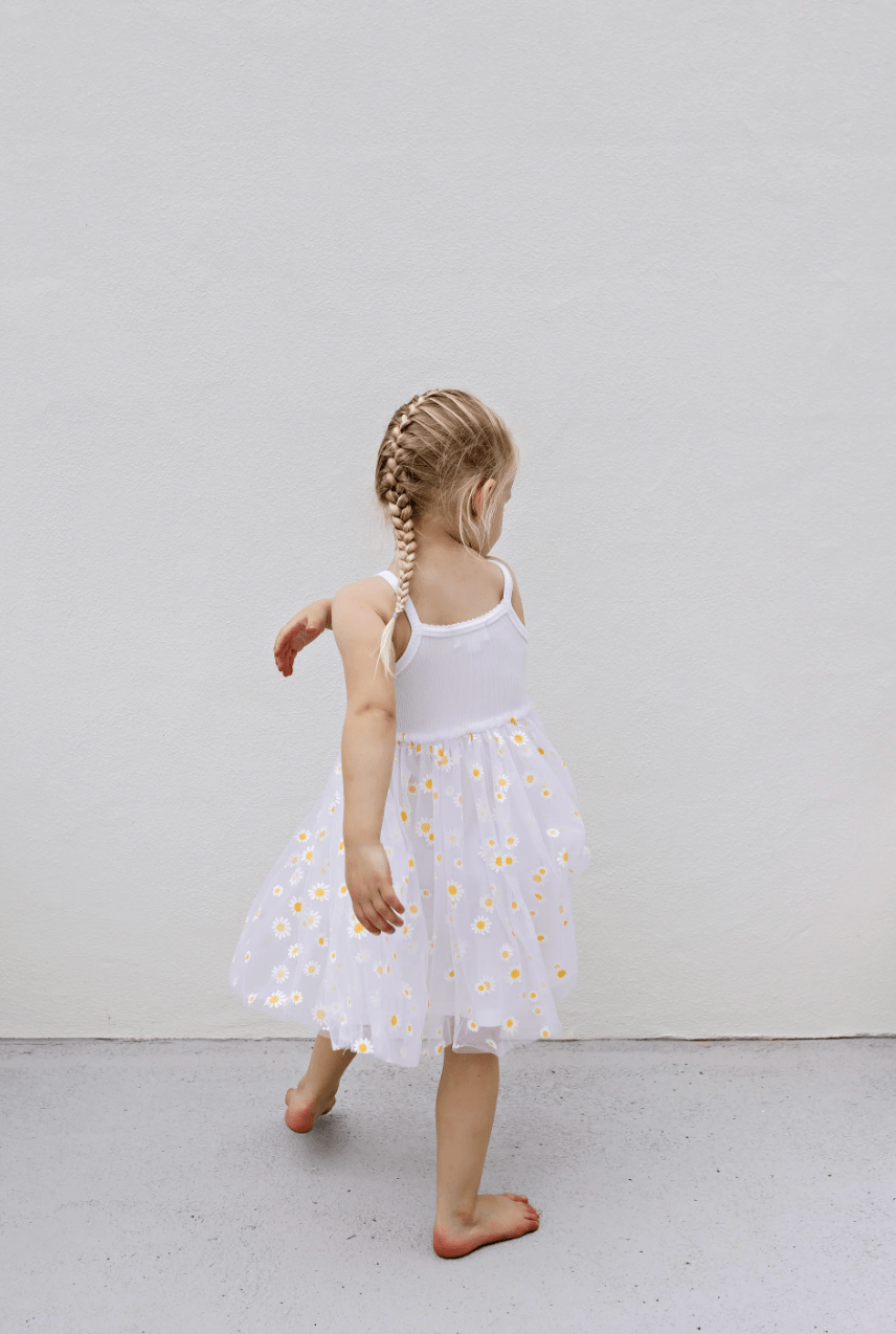 Confetti Kids Ribbed Tulle Dress Summer Daisies