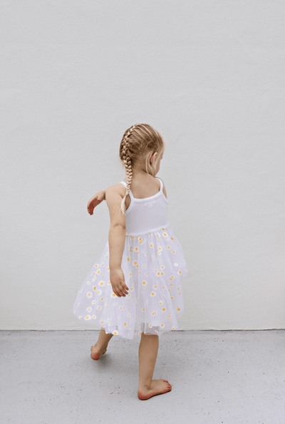 Confetti Kids Ribbed Tulle Dress Summer Daisies
