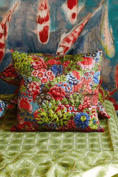 Sage and Clare Cora Quilted Cushion Garnet