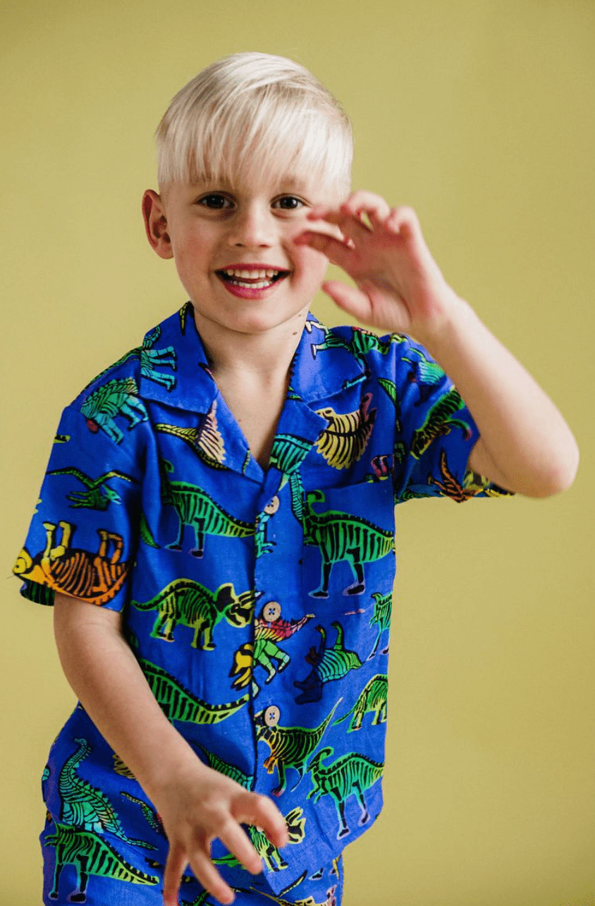 Rock Your Kid Printed Shirt Dino Blue