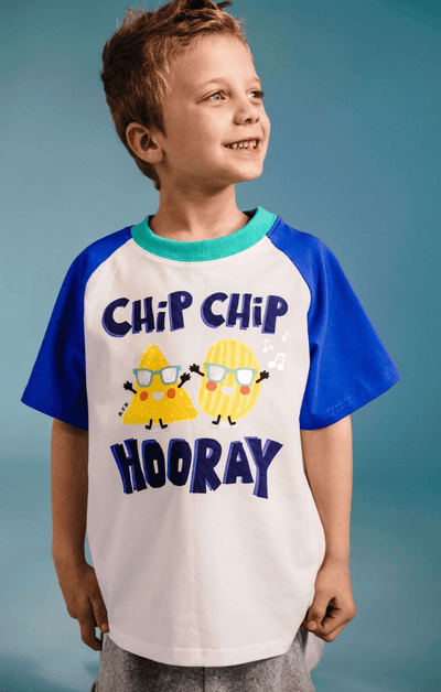 Rock Your Kid Raglan Tee Cream/Blue