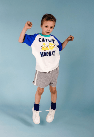 Rock Your Kid Raglan Tee Cream/Blue