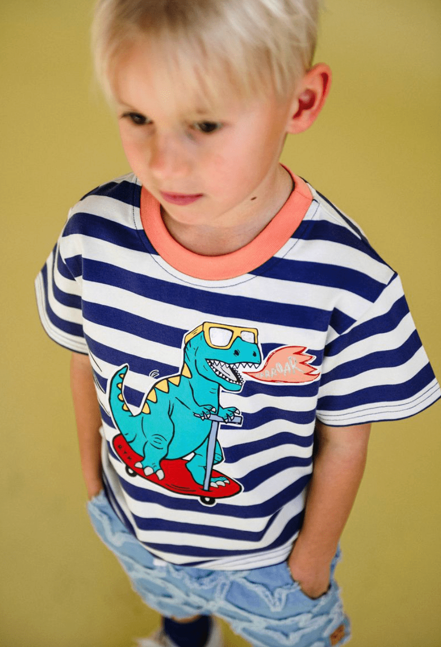 Rock Your Kid Dino Stripe Tee