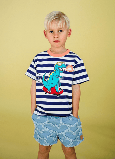 Rock Your Kid Dino Stripe Tee