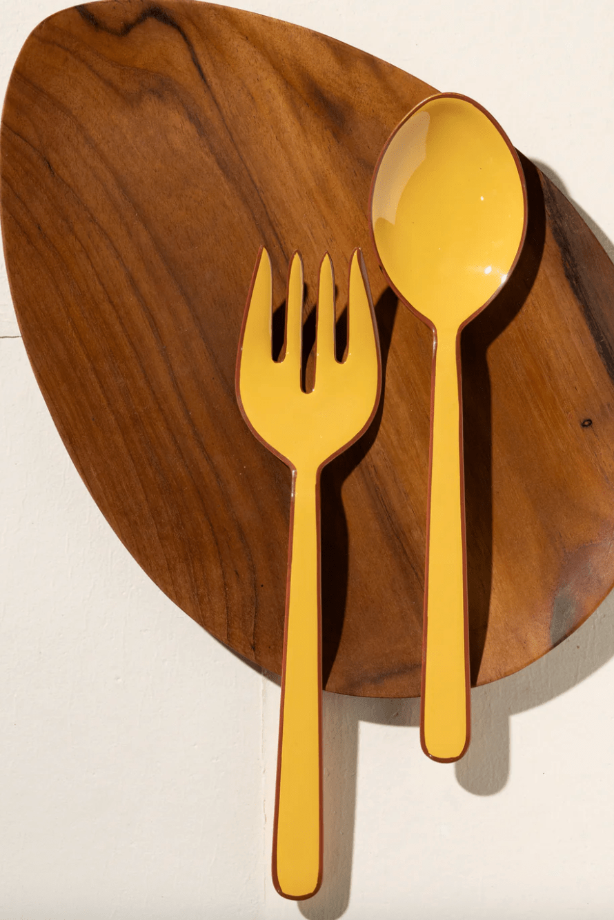 Alder Enamel Salad Servers Chai