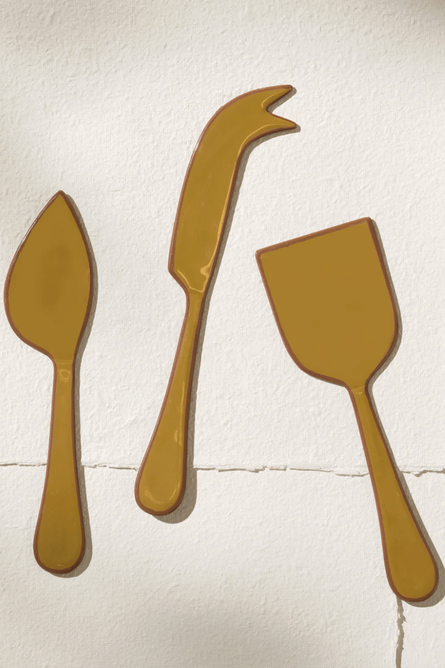 Alder Enamel Cheese Set Olive