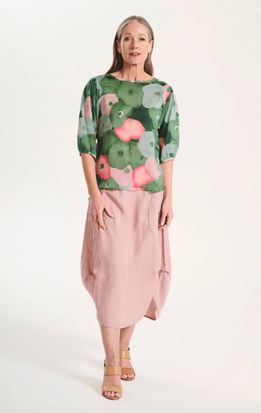 Olga De Polga Milwaukee Solenne Skirt Pink in Linen/Tencel