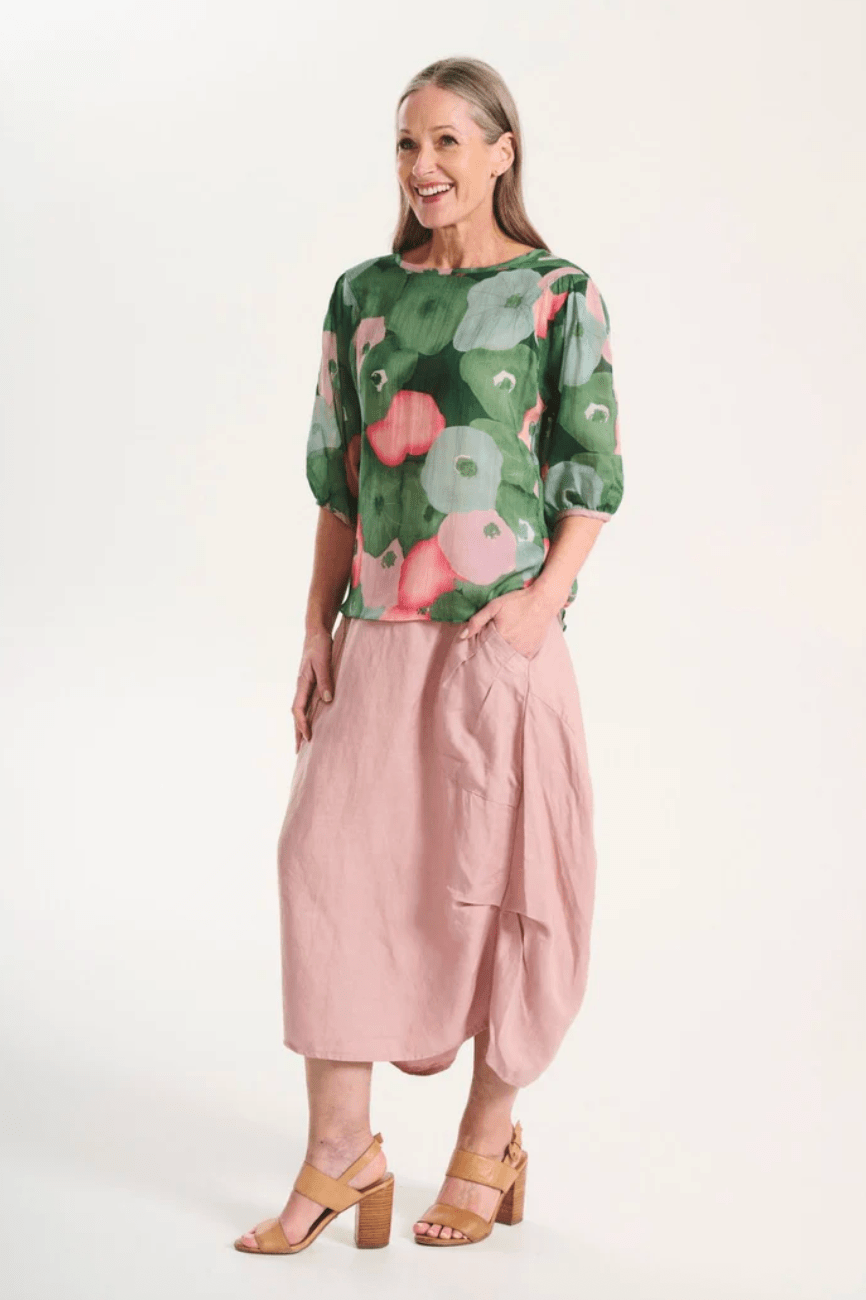 Olga De Polga Milwaukee Solenne Skirt Pink in Linen/Tencel