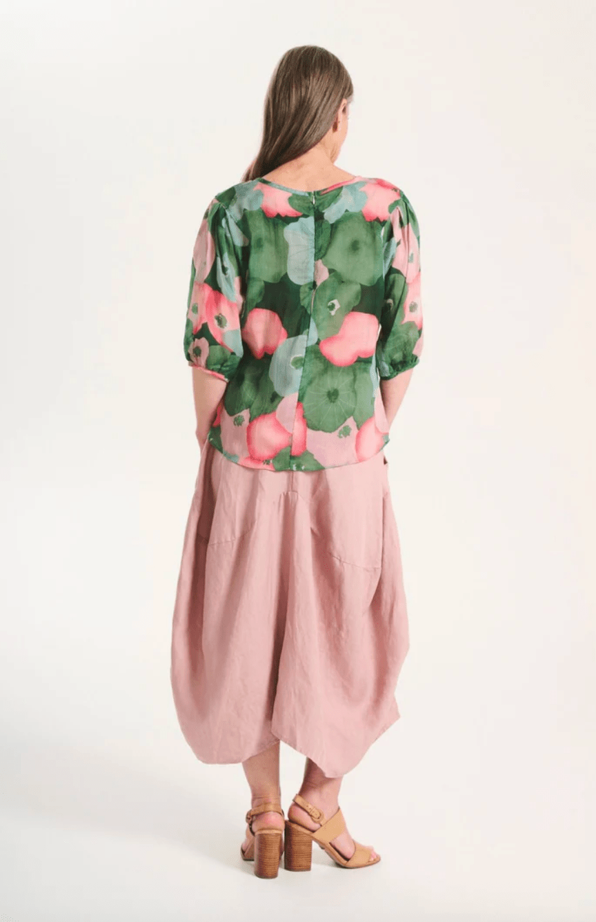 Olga De Polga Milwaukee Solenne Skirt Pink in Linen/Tencel