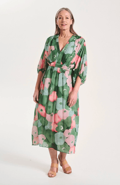 Olga De Polga Zahara Robe Green In Tencel Voile