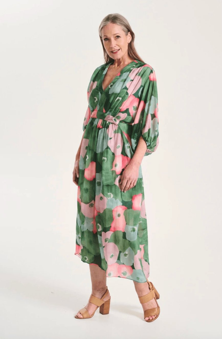 Olga De Polga Zahara Robe Green In Tencel Voile