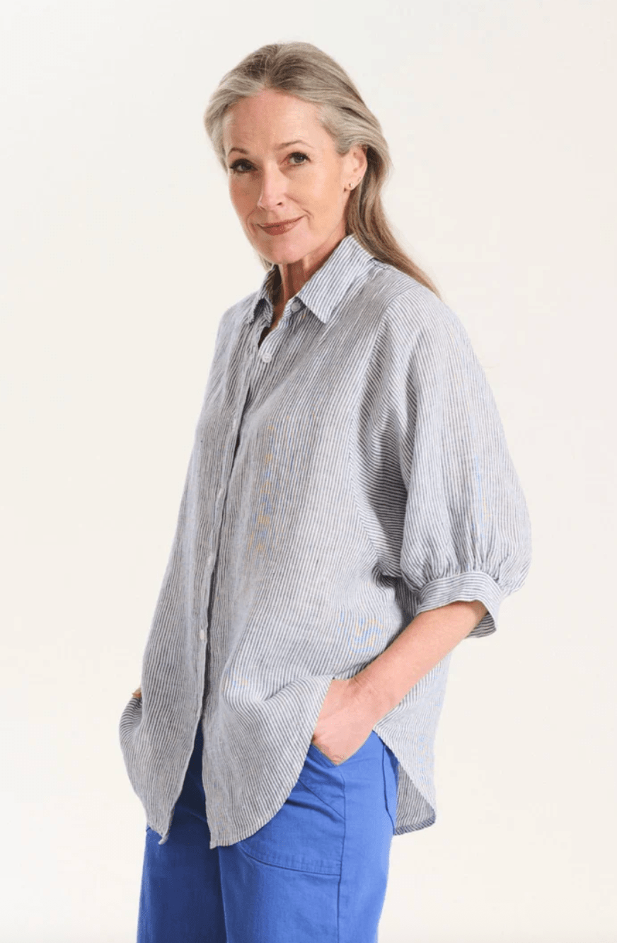 Olga De Polga Sienna Shirt Blue in Linen