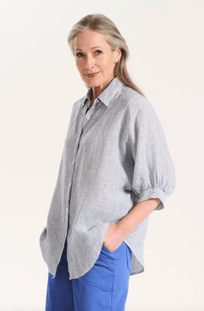 Olga De Polga Sienna Shirt Blue in Linen