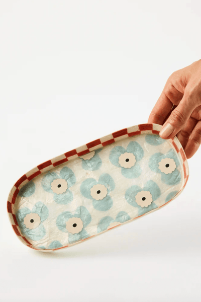 Jones and Co Paradis Blue Flower Tray