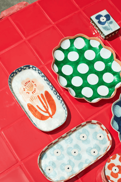 Jones and Co Paradis Blue Flower Tray