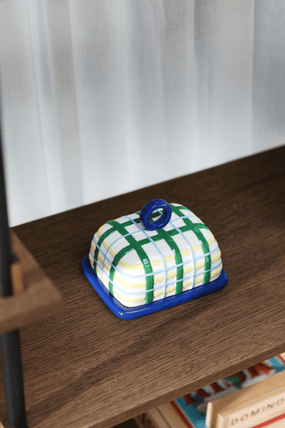 Klevering Butter Dish Plaid Blue