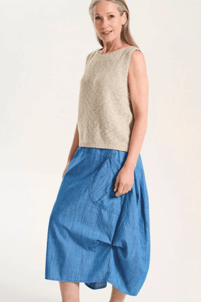 Olga De Polga Milwaukee Sedona Skirt Midwash Lightweight Cotton Denim