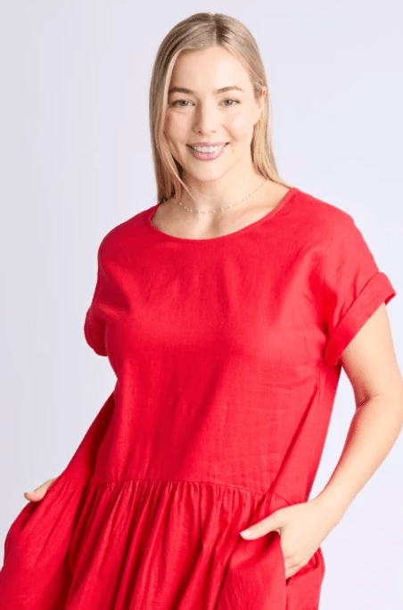 Elm Clothing Sunset Hour Solid Dress Poppy