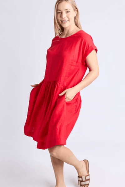 Elm Clothing Sunset Hour Solid Dress Poppy