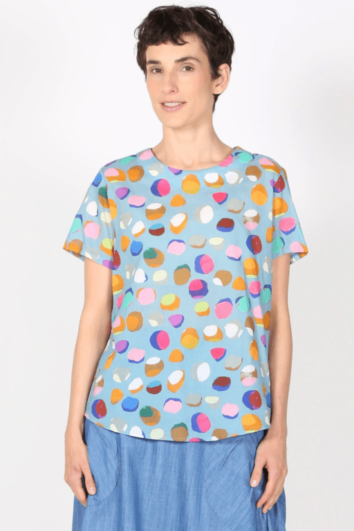 Olga De Polga Confetti Top Blue in Cotton Voile