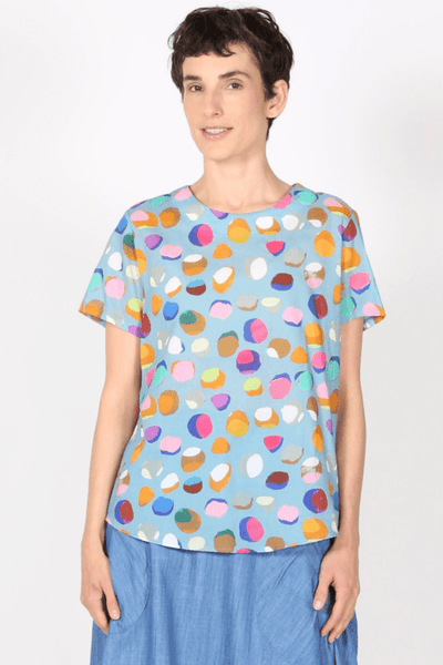 Olga De Polga Confetti Top Blue in Cotton Voile