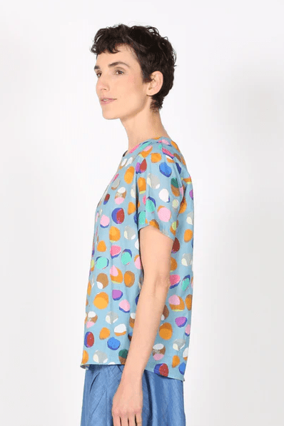 Olga De Polga Confetti Top Blue in Cotton Voile