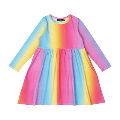Rock Your Kid Rainbow Long Sleeve Dress