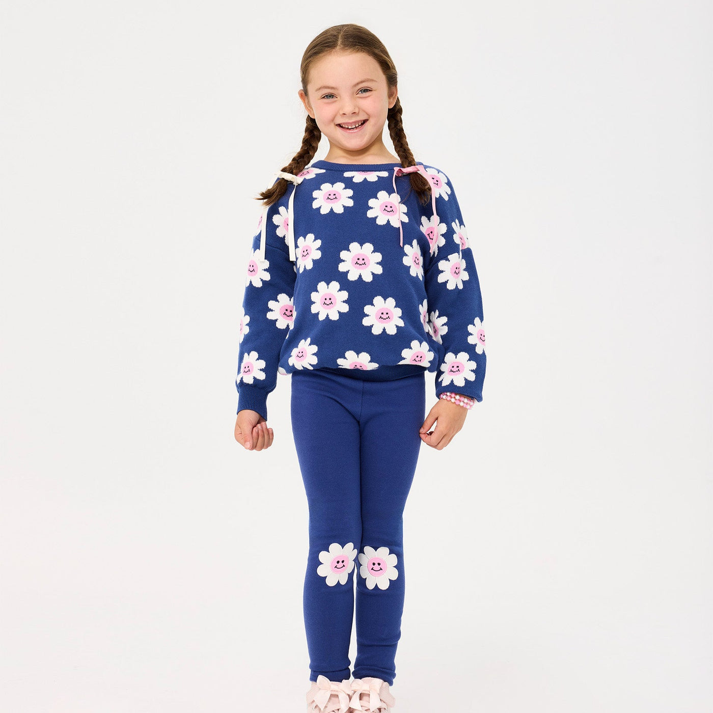 Rock Your Kid Navy Daisy Tights